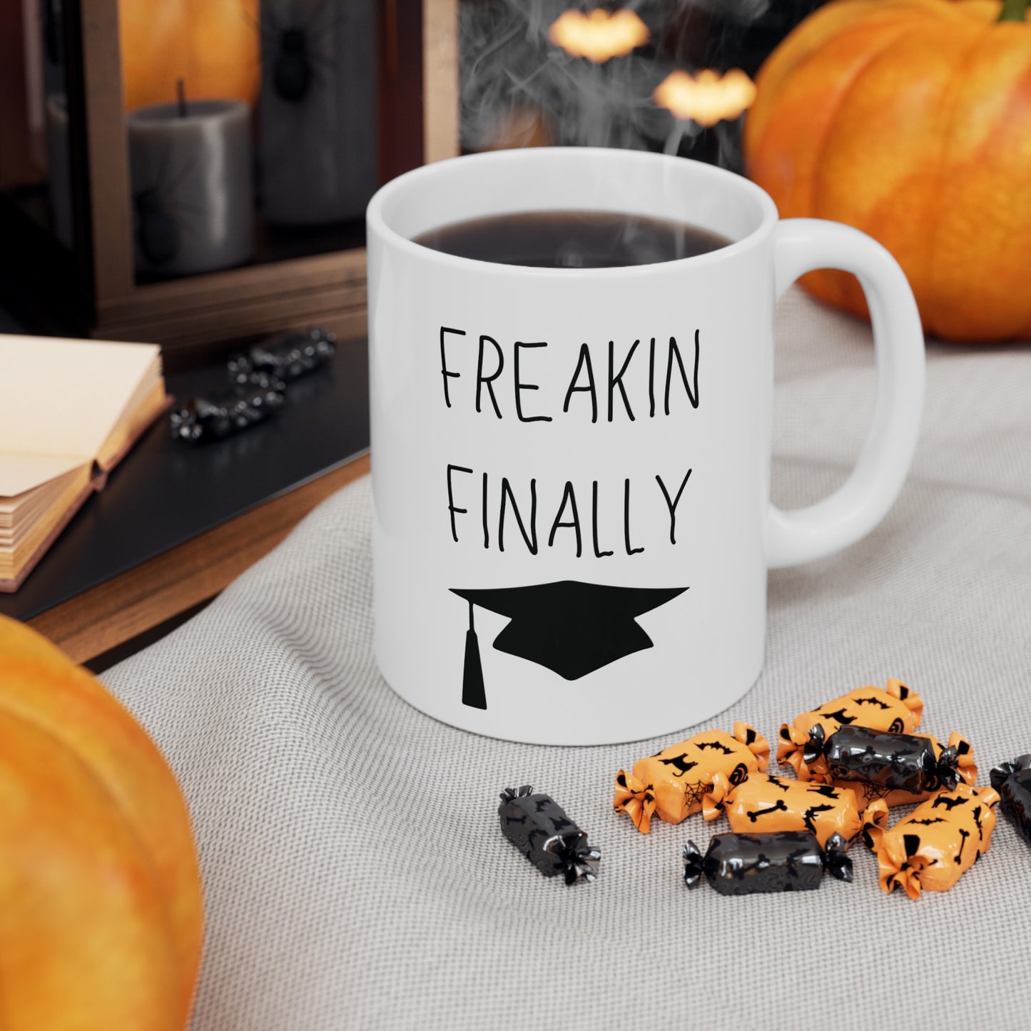Freakin Finally Ceramic Graduation Mug, (11oz, 15oz)