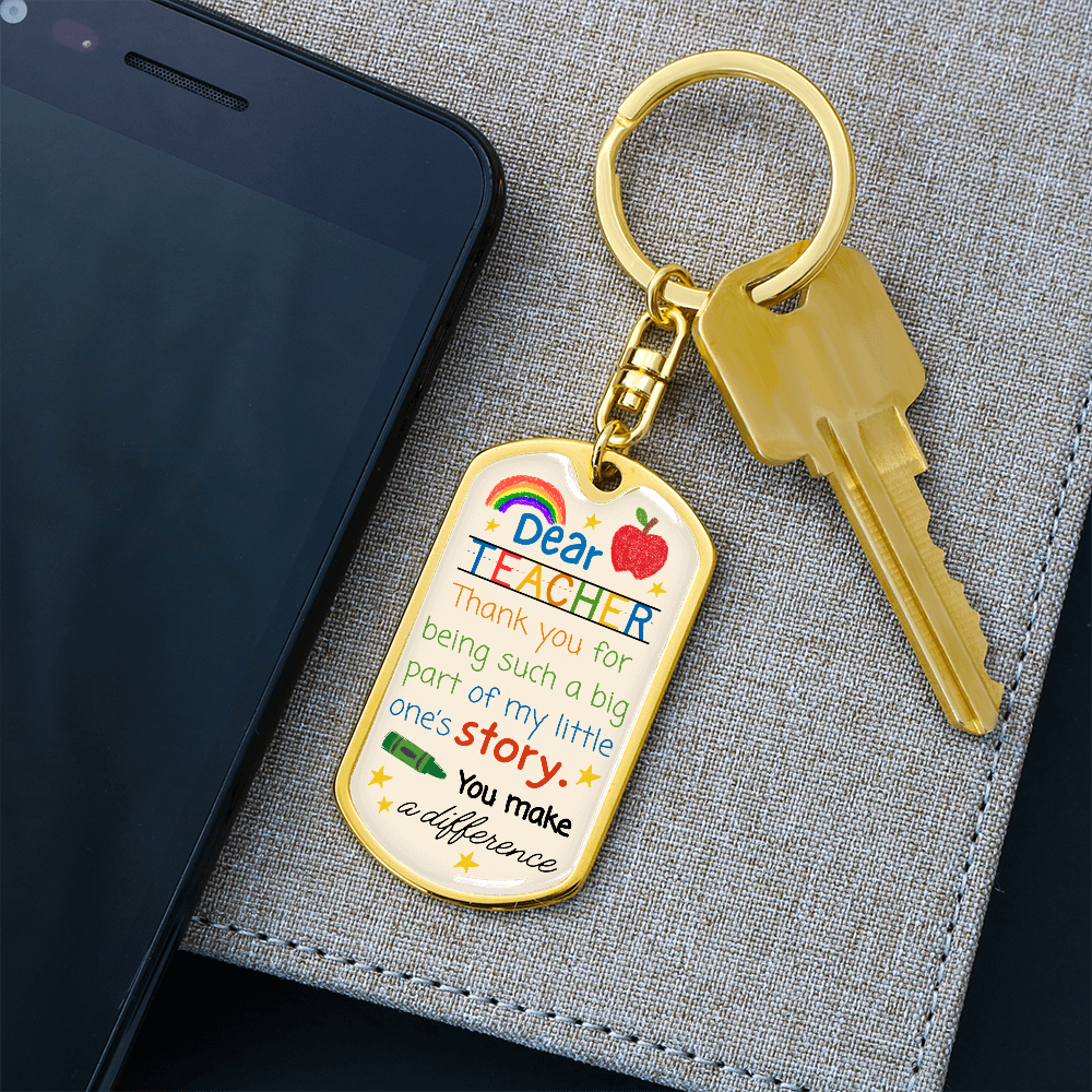 “Dear Teacher” Rainbow Crayon-Inspired Keychain — Personalized Gift from a Loving Parent