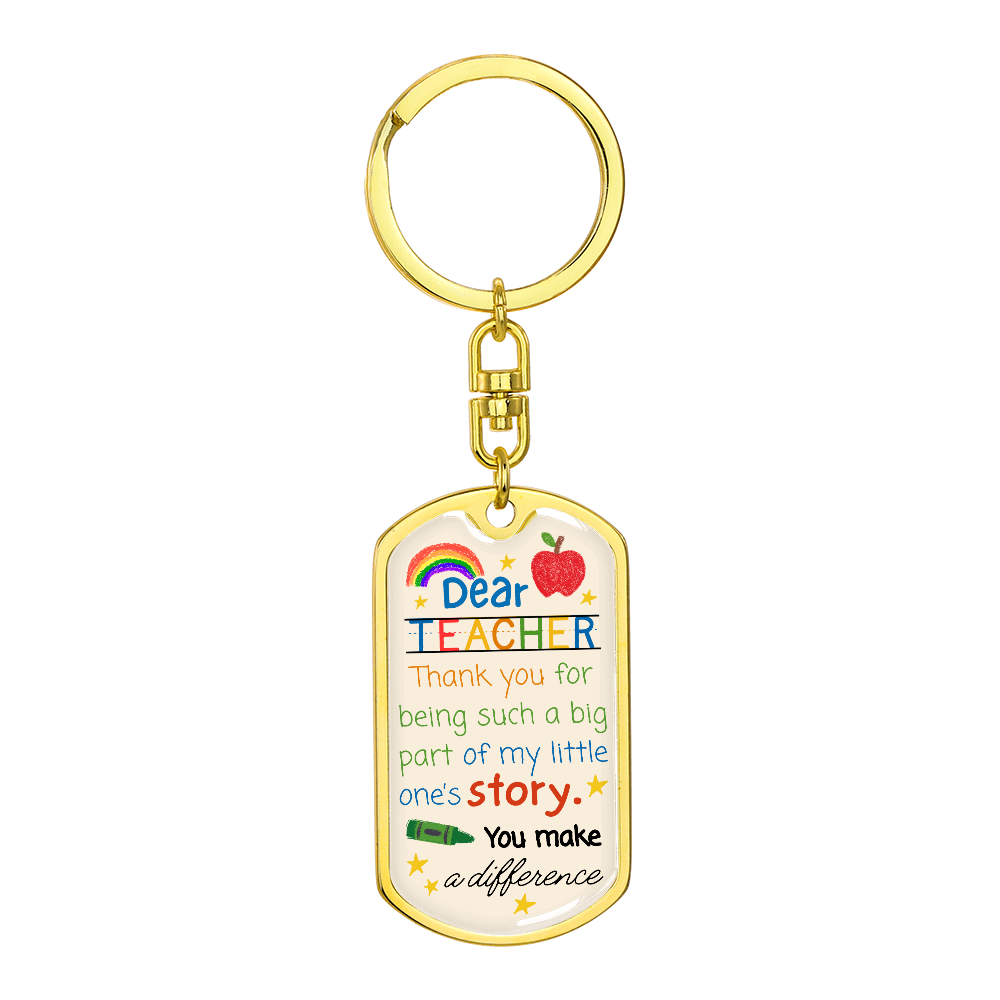 “Dear Teacher” Rainbow Crayon-Inspired Keychain — Personalized Gift from a Loving Parent
