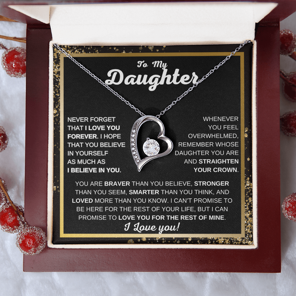 To My Daughter | Forever Love Necklace | Never Forget That I Love You | Heartfelt Gift from Mom or Dad