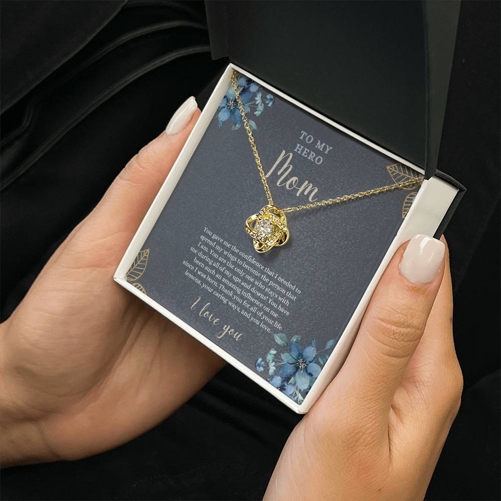 To My Hero Mom | I Love you | Love Knot Necklace | Necklace For Mom