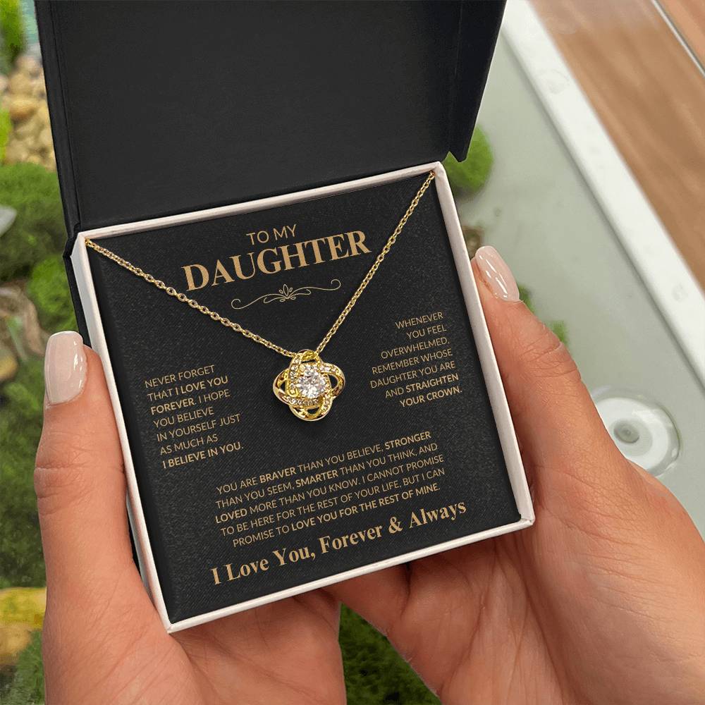 Beautiful Gift for Daughter "Never Forget That I Love You" Love Knot Necklace | I Love You, Always & Forever