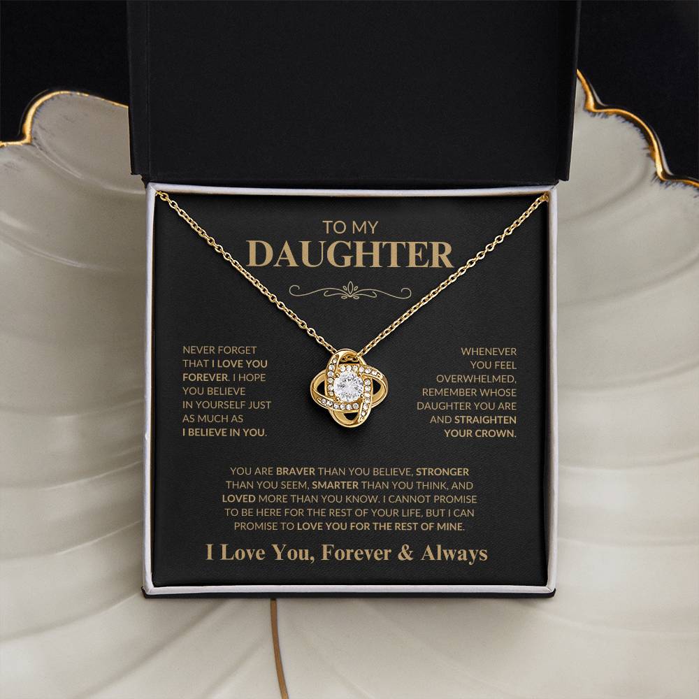 Beautiful Gift for Daughter "Never Forget That I Love You" Love Knot Necklace | I Love You, Always & Forever