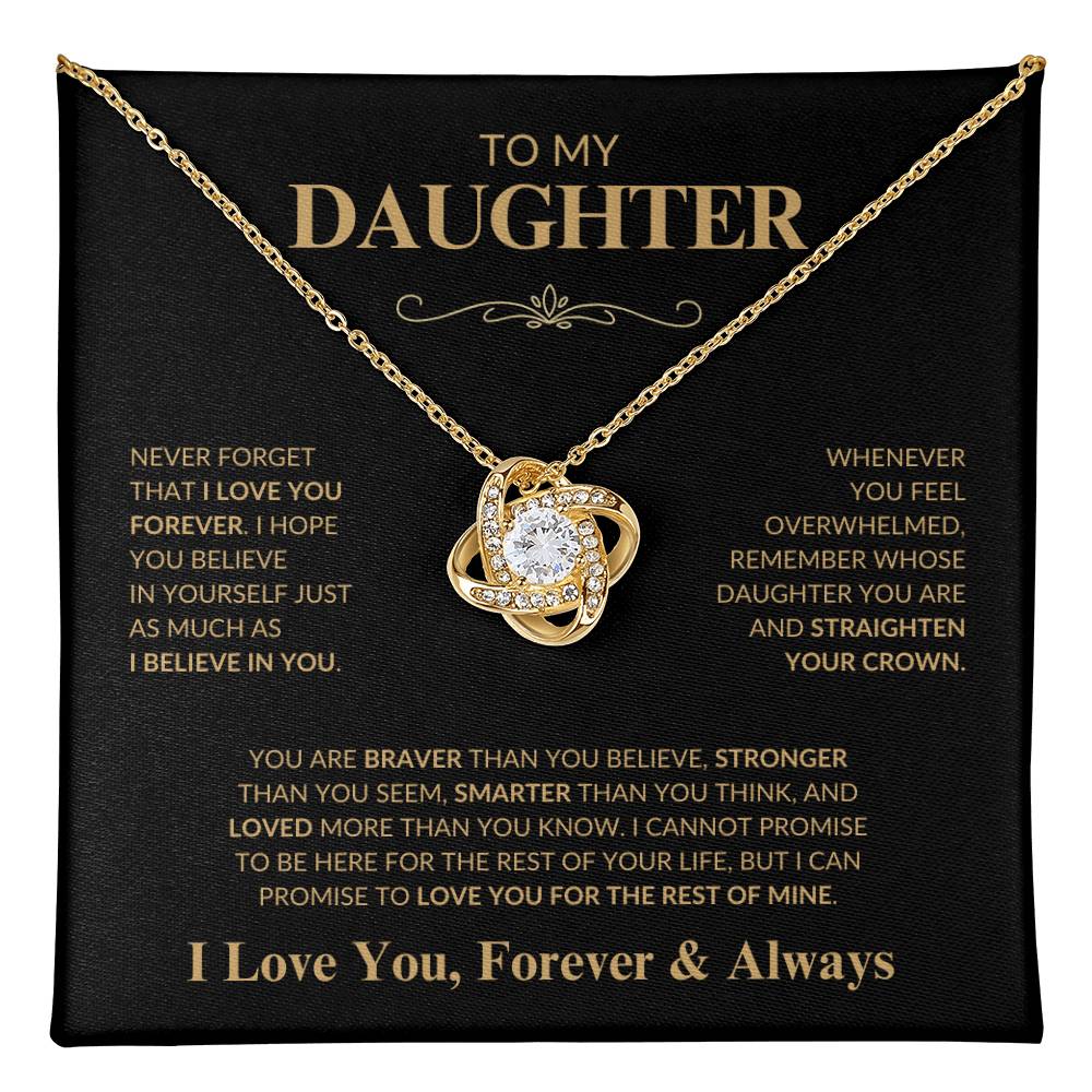 Beautiful Gift for Daughter "Never Forget That I Love You" Love Knot Necklace | I Love You, Always & Forever