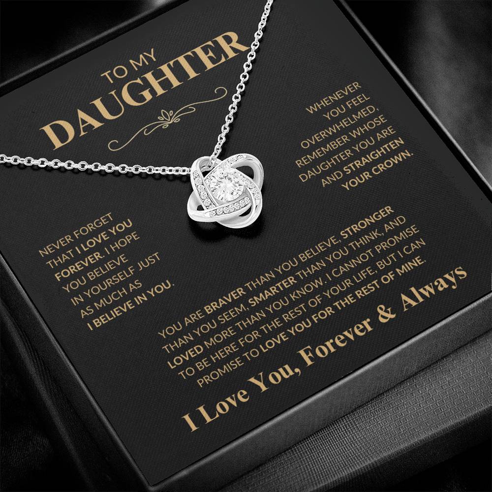 Beautiful Gift for Daughter "Never Forget That I Love You" Love Knot Necklace | I Love You, Always & Forever