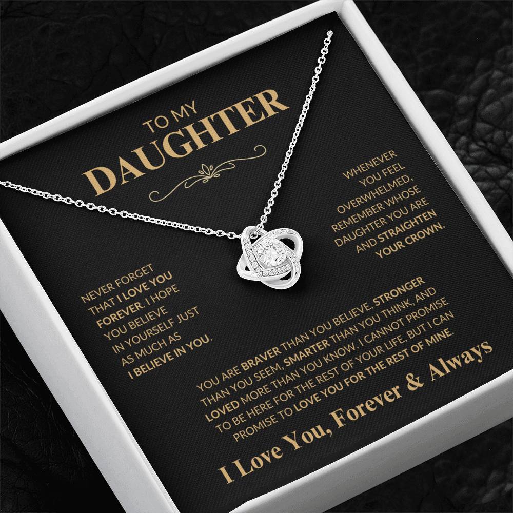 Beautiful Gift for Daughter "Never Forget That I Love You" Love Knot Necklace | I Love You, Always & Forever