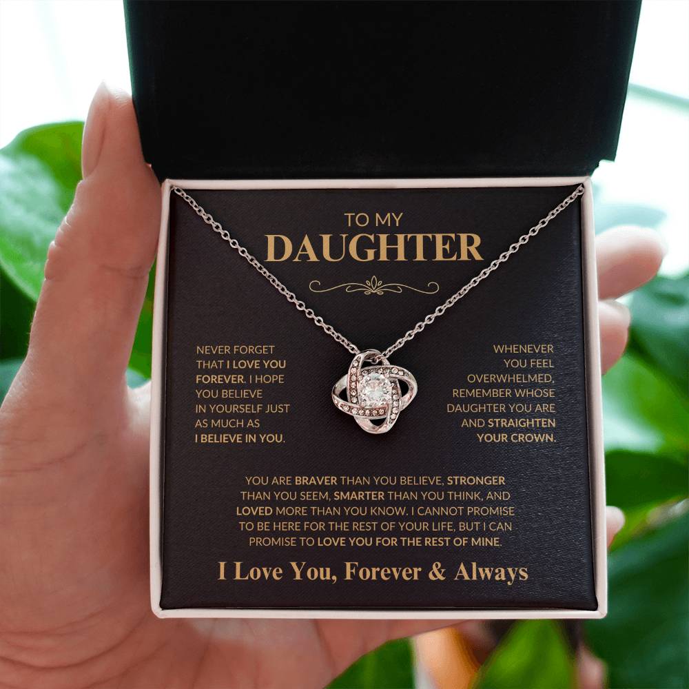 Beautiful Gift for Daughter "Never Forget That I Love You" Love Knot Necklace | I Love You, Always & Forever