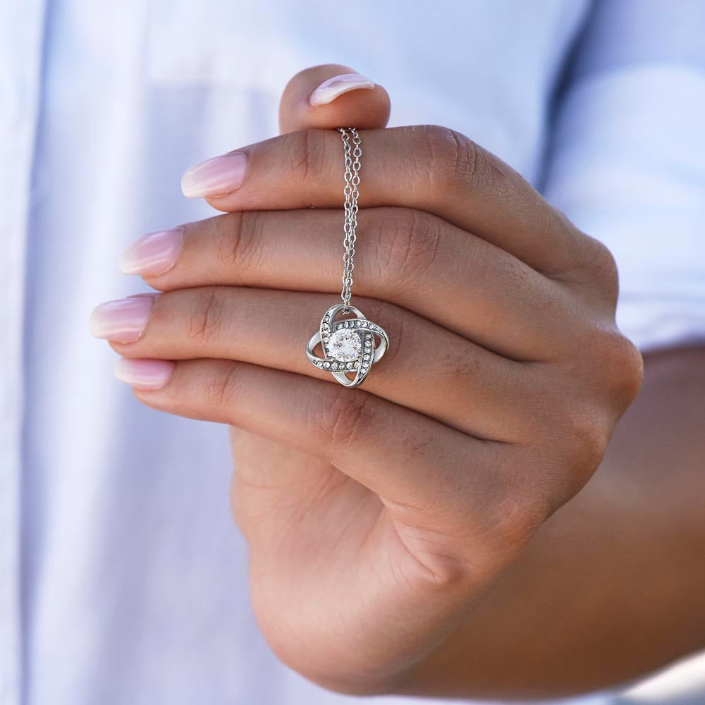 Beautiful Gift for Daughter From Dad "Never Forget That I Love You" Love Knot Necklace
