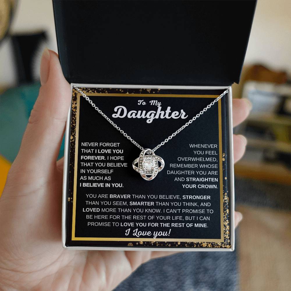 To My Daughter Love Knot Necklace | Never Forget That I Love You | Gift For Daughter | I love You