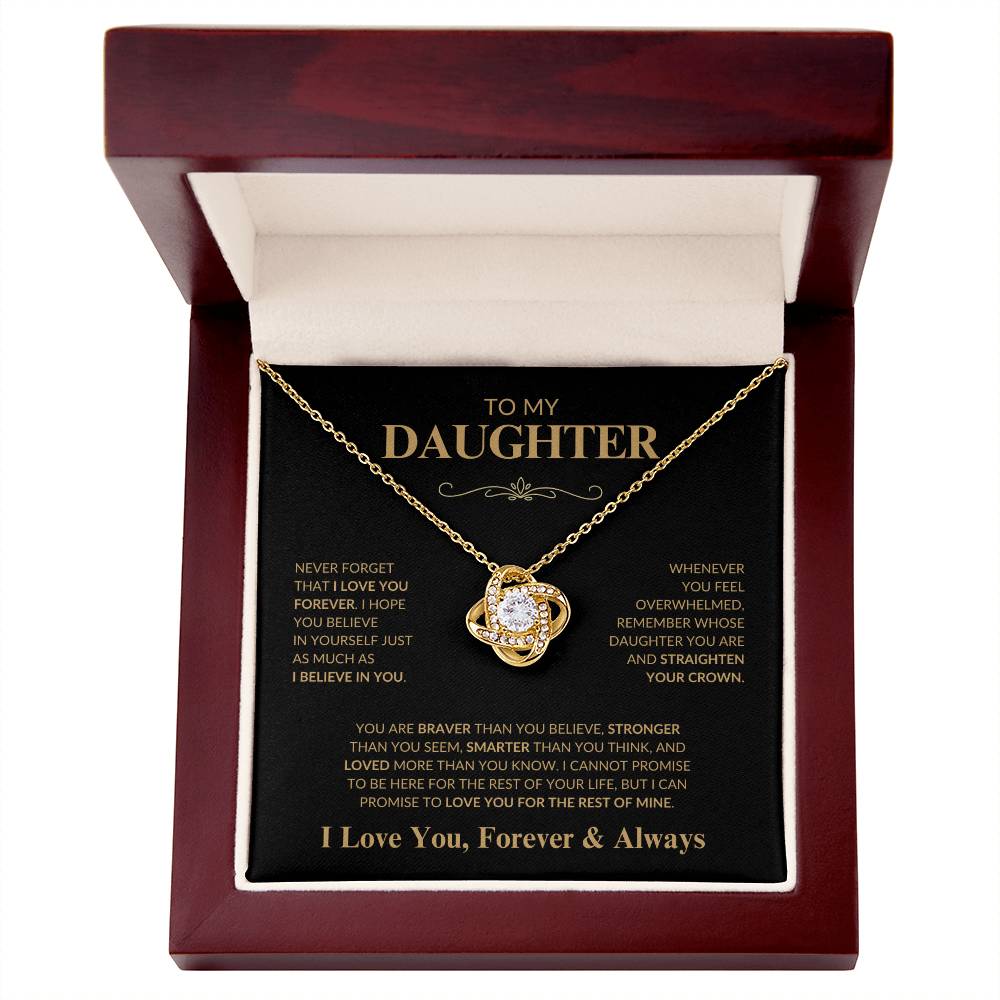 Beautiful Gift for Daughter "Never Forget That I Love You" Love Knot Necklace | I Love You, Always & Forever