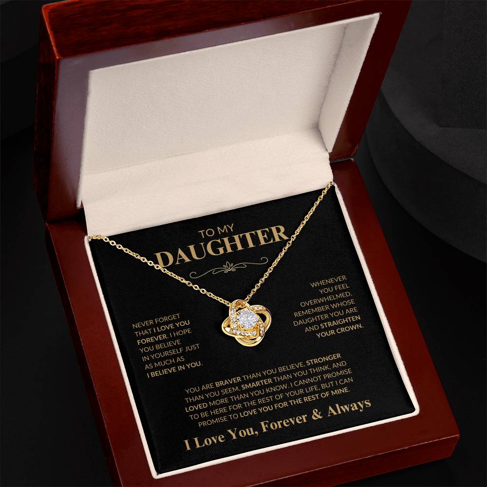 Beautiful Gift for Daughter "Never Forget That I Love You" Love Knot Necklace | I Love You, Always & Forever