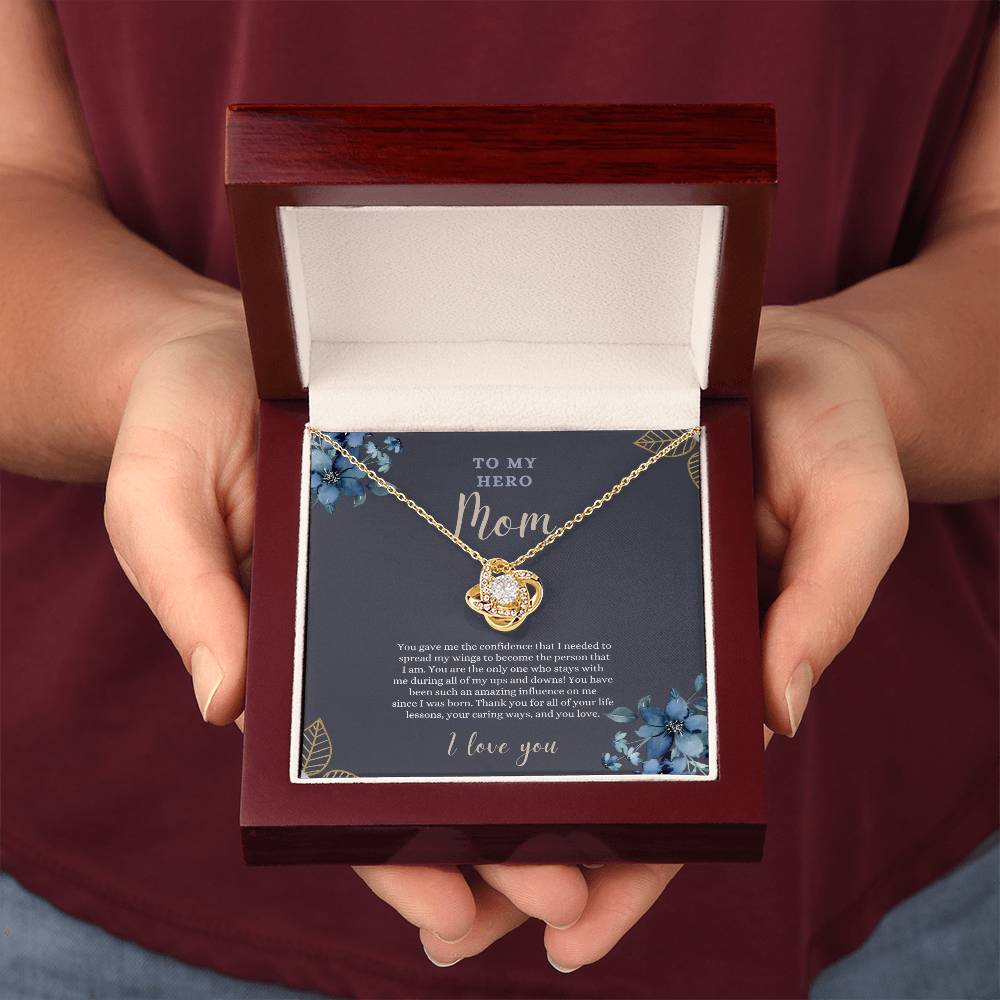 To My Hero Mom | I Love you | Love Knot Necklace | Necklace For Mom