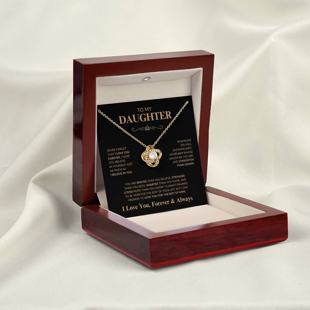 Beautiful Gift for Daughter "Never Forget That I Love You" Love Knot Necklace | I Love You, Always & Forever