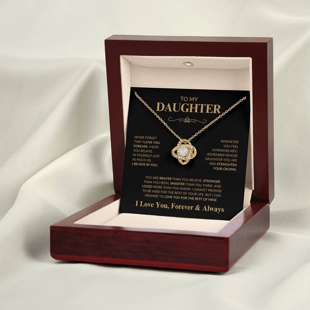 Beautiful Gift for Daughter "Never Forget That I Love You" Love Knot Necklace | I Love You, Always & Forever