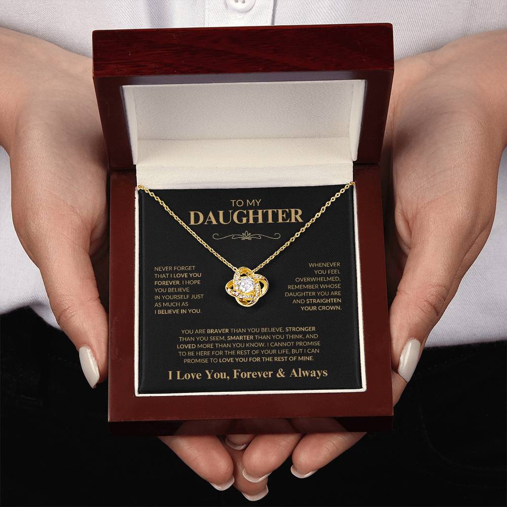 Beautiful Gift for Daughter "Never Forget That I Love You" Love Knot Necklace | I Love You, Always & Forever