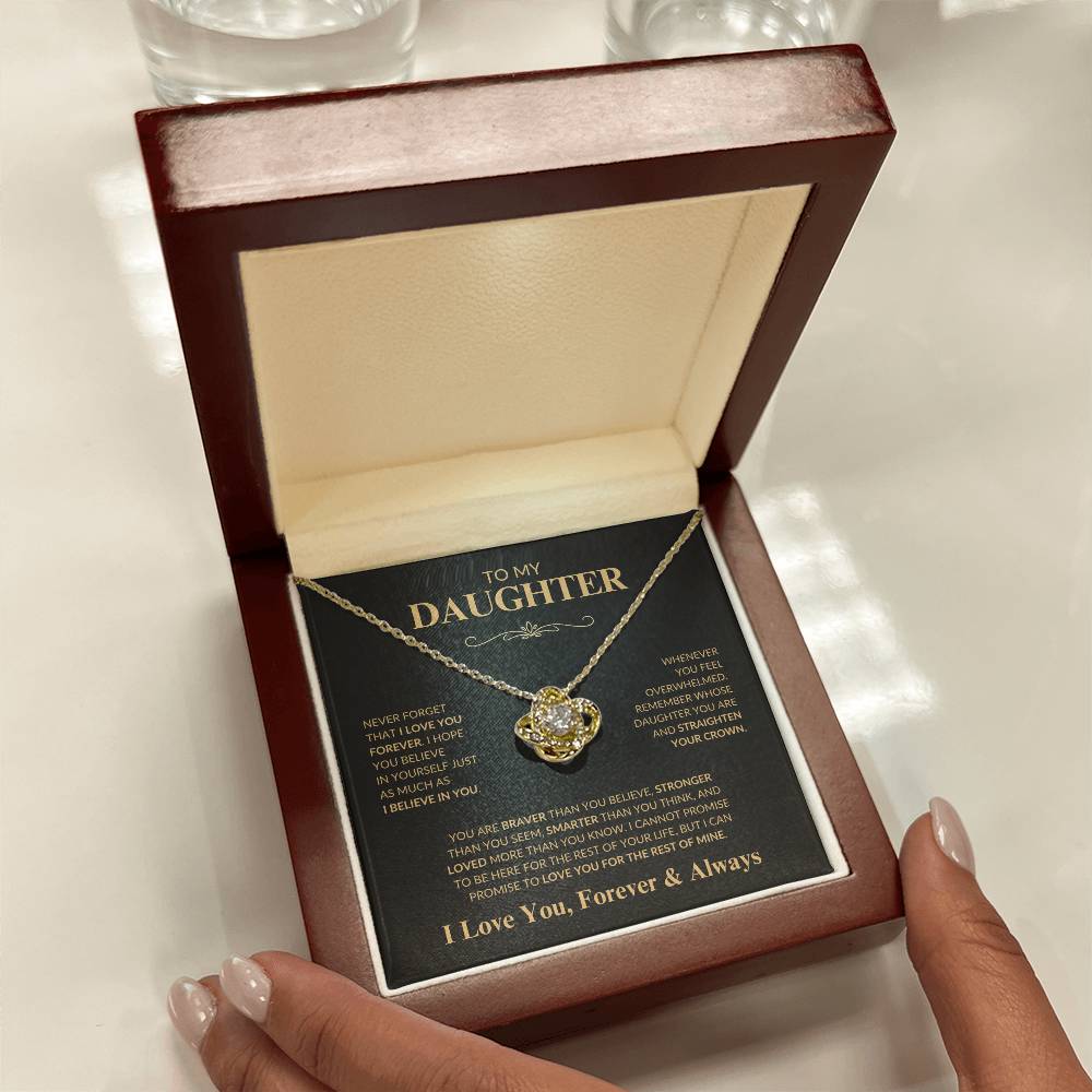 Beautiful Gift for Daughter "Never Forget That I Love You" Love Knot Necklace | I Love You, Always & Forever