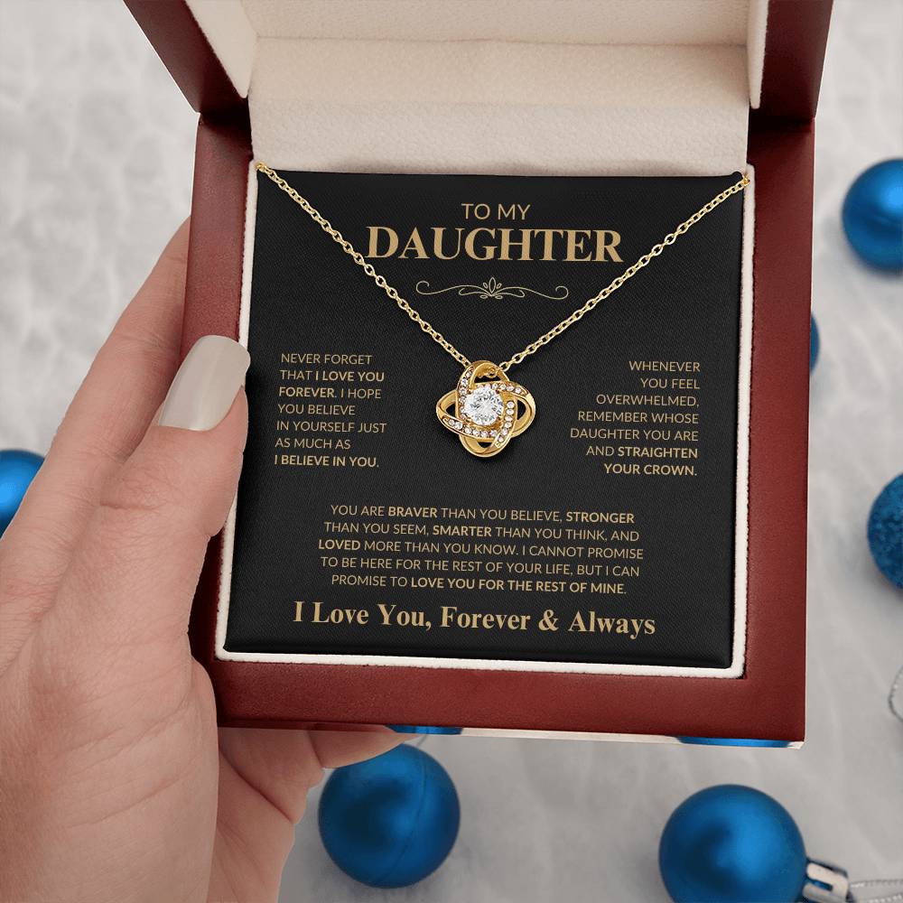 Beautiful Gift for Daughter "Never Forget That I Love You" Love Knot Necklace | I Love You, Always & Forever