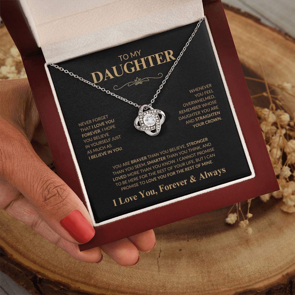 Beautiful Gift for Daughter "Never Forget That I Love You" Love Knot Necklace | I Love You, Always & Forever