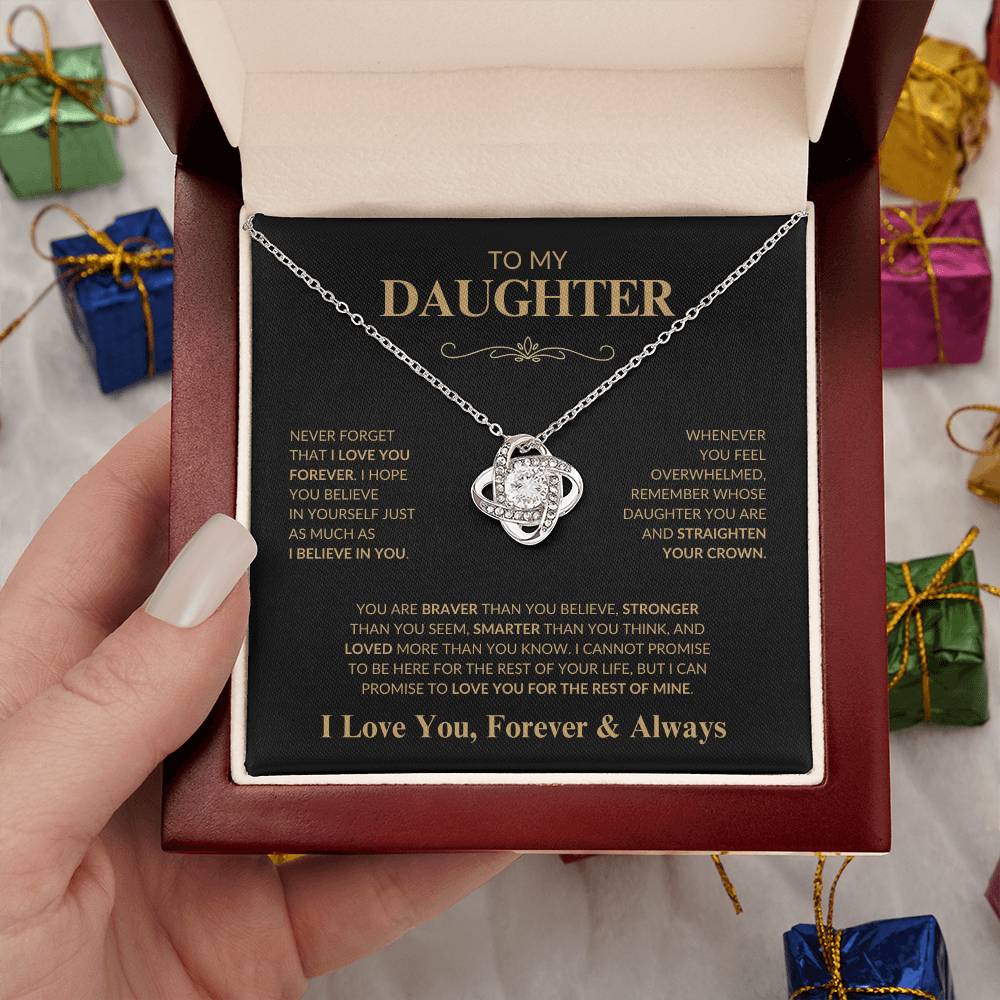 Beautiful Gift for Daughter "Never Forget That I Love You" Love Knot Necklace | I Love You, Always & Forever