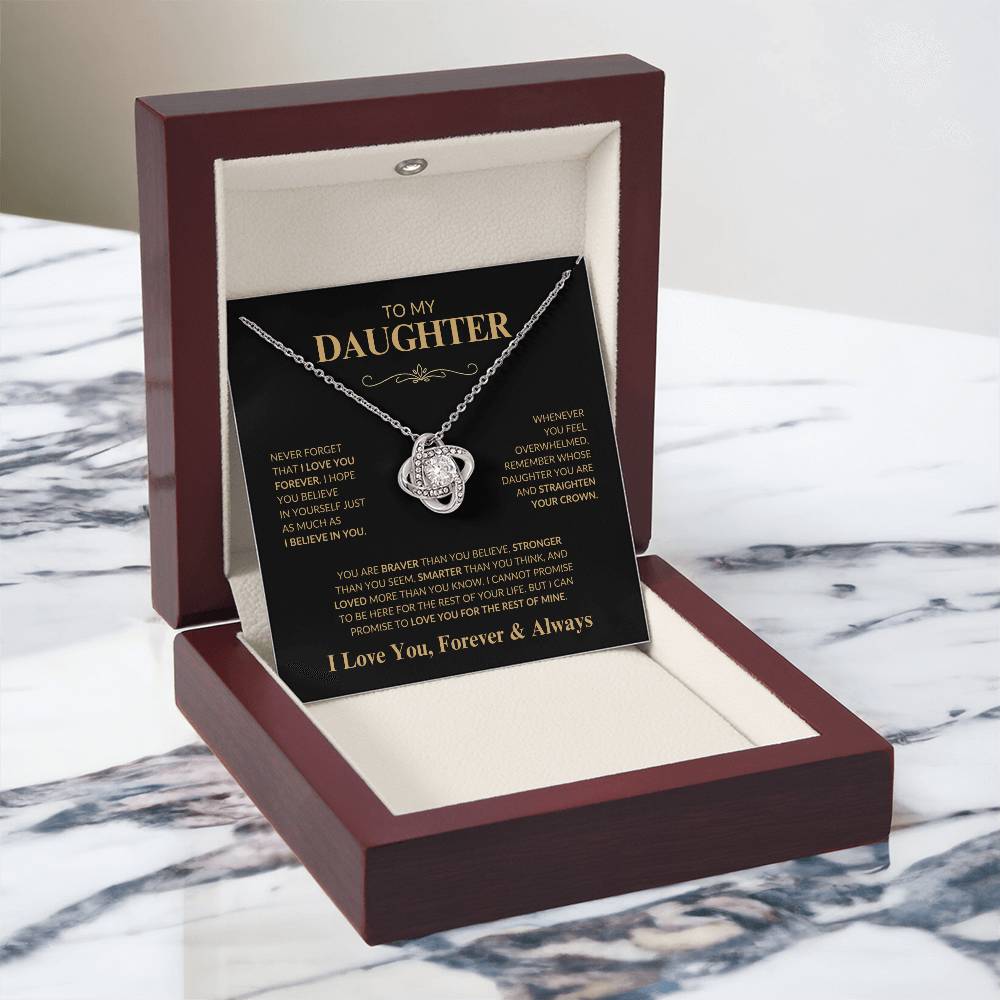 Beautiful Gift for Daughter "Never Forget That I Love You" Love Knot Necklace | I Love You, Always & Forever