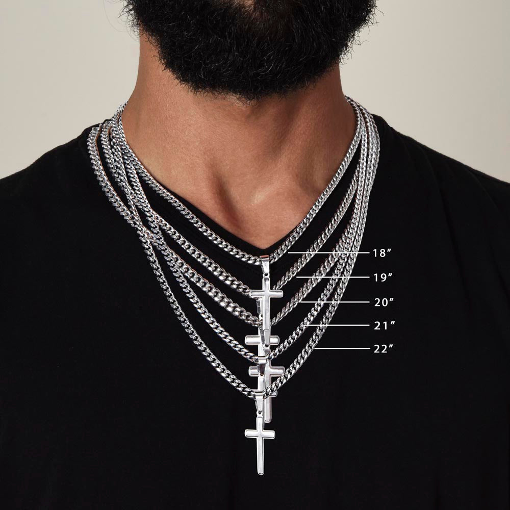 To My Son – Cross Cuban Chain Necklace | Heartfelt Encouragement & Love