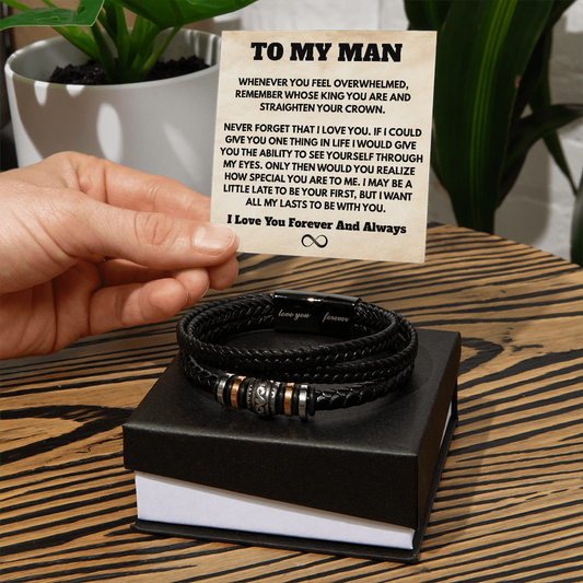 To My Man – "I Want All My Lasts With You" Leather Bracelet
