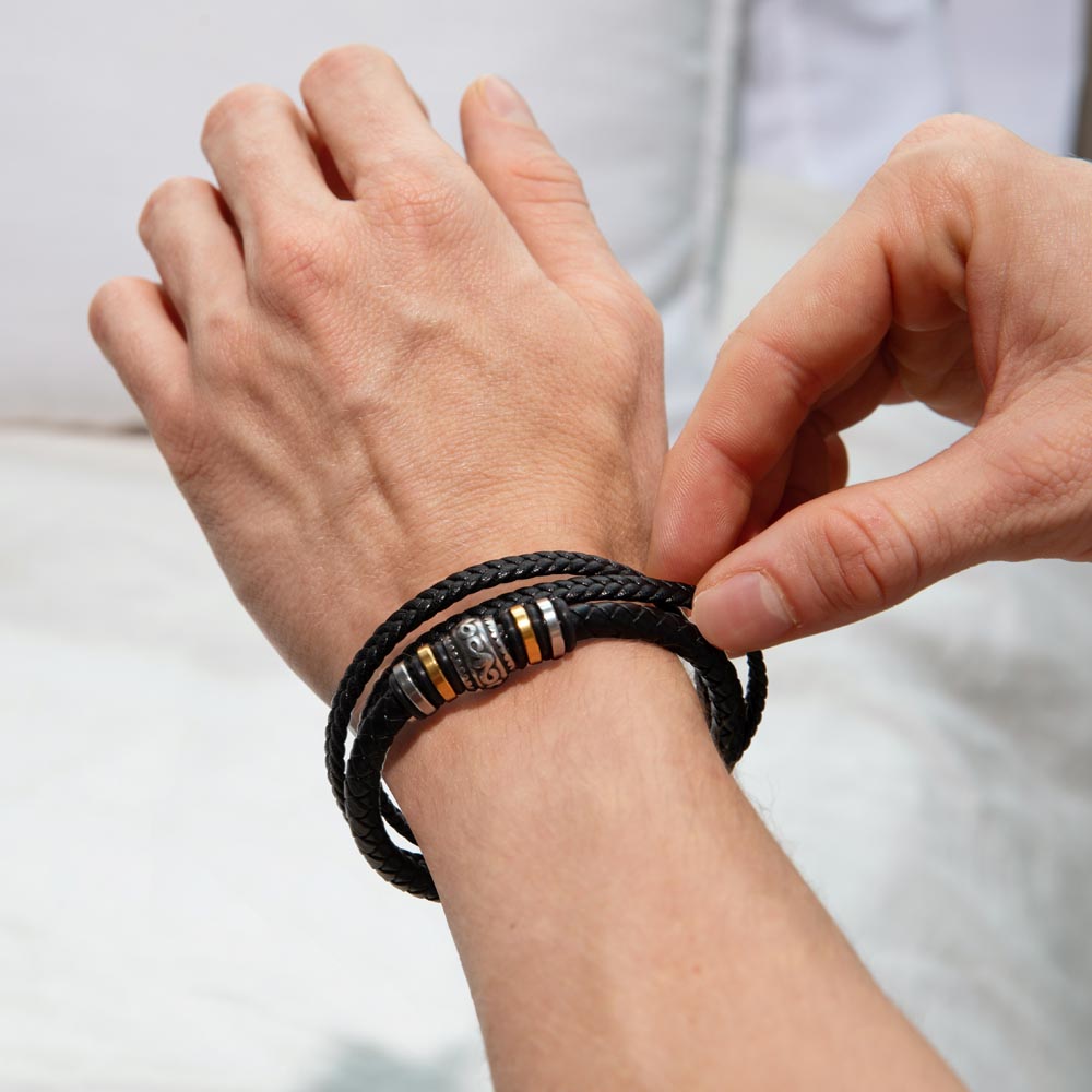 To My Man – “Straighten Your Crown” Leather Bracelet Gift