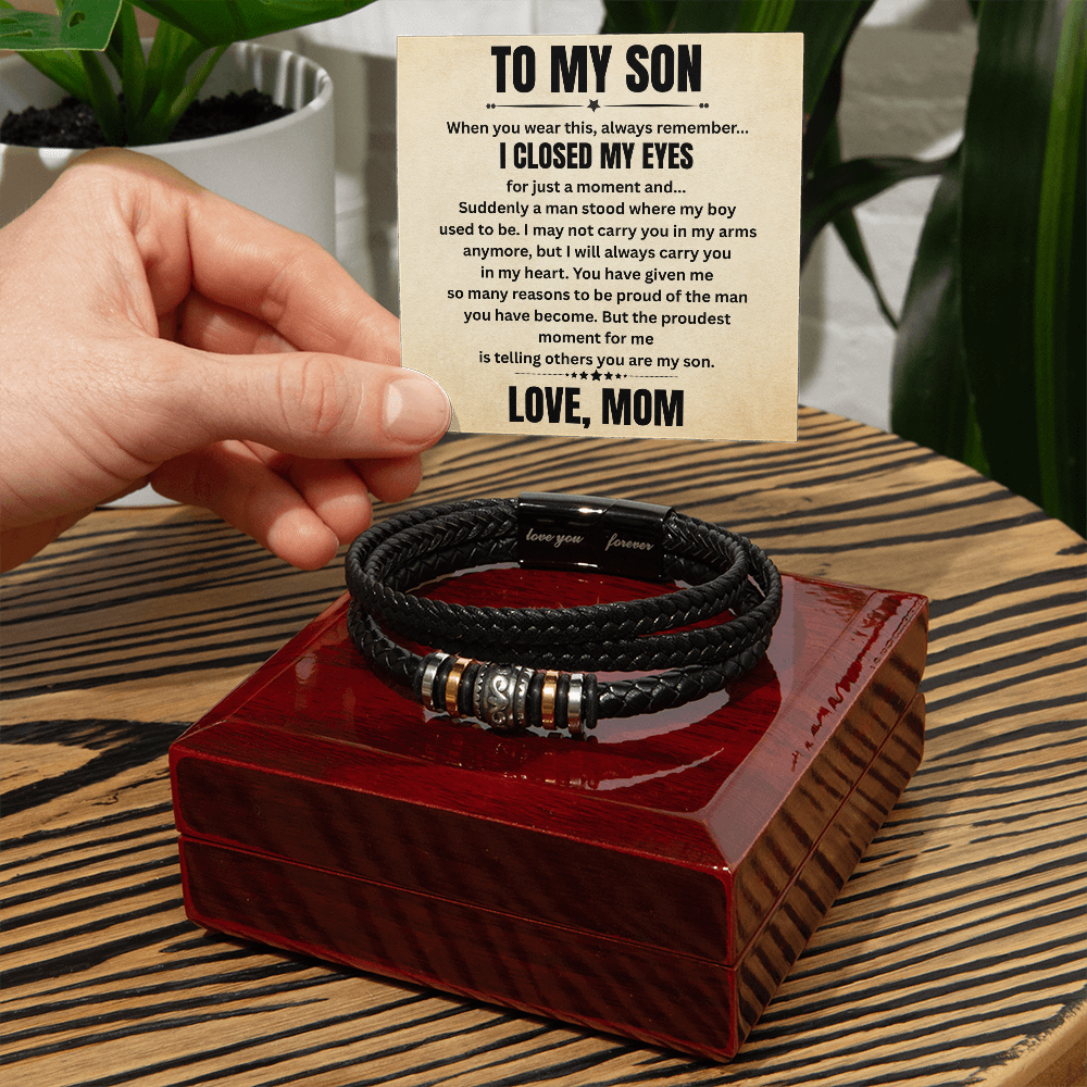To My Son – “I Closed My Eyes” Beaded Bracelet Gift from Mom