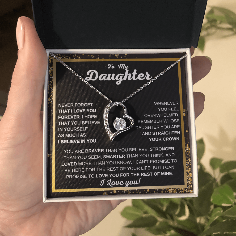 To My Daughter | Forever Love Necklace | Never Forget That I Love You | Heartfelt Gift from Mom or Dad