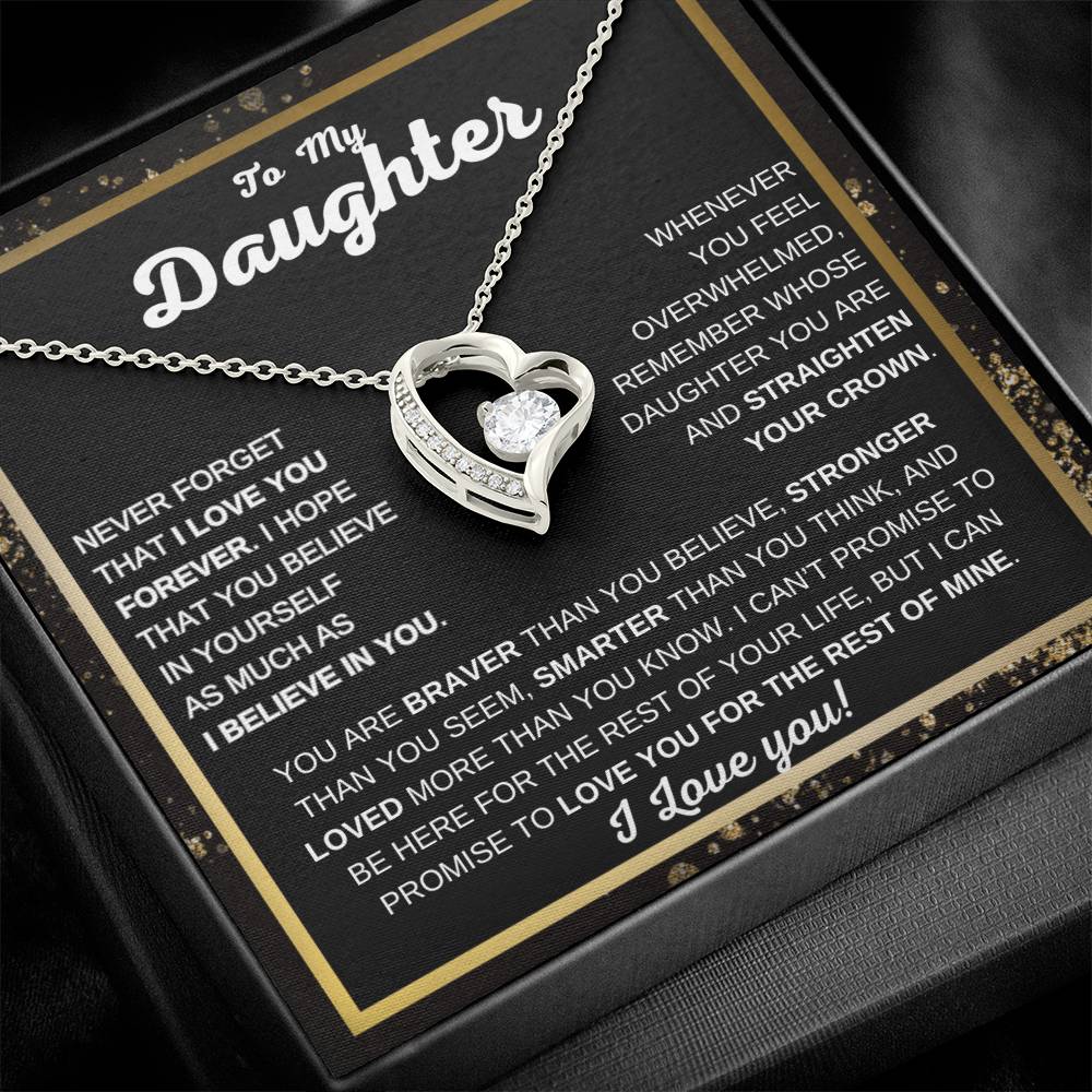 To My Daughter | Forever Love Necklace | Never Forget That I Love You | Heartfelt Gift from Mom or Dad