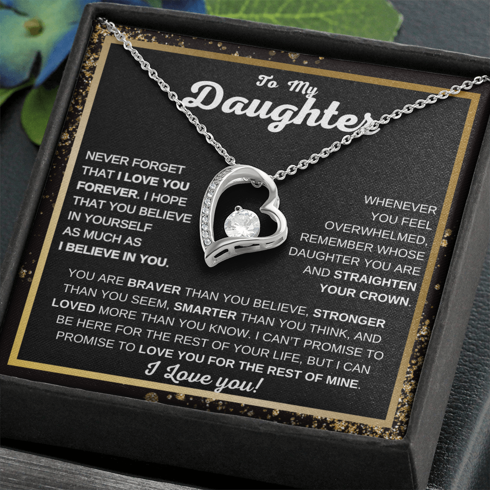 To My Daughter | Forever Love Necklace | Never Forget That I Love You | Heartfelt Gift from Mom or Dad
