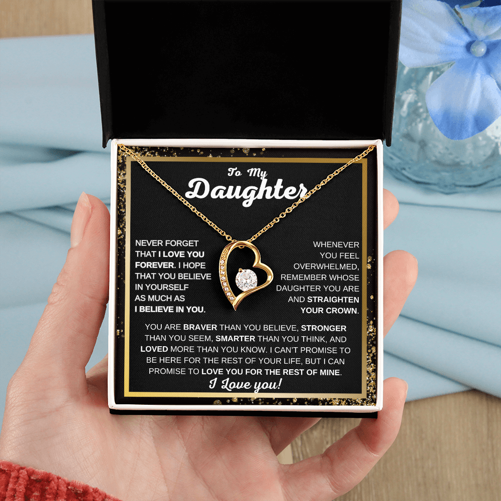 To My Daughter | Forever Love Necklace | Never Forget That I Love You | Heartfelt Gift from Mom or Dad