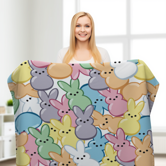 Adorable Pastel Peeps Easter Blanket Cozy Couch Throw