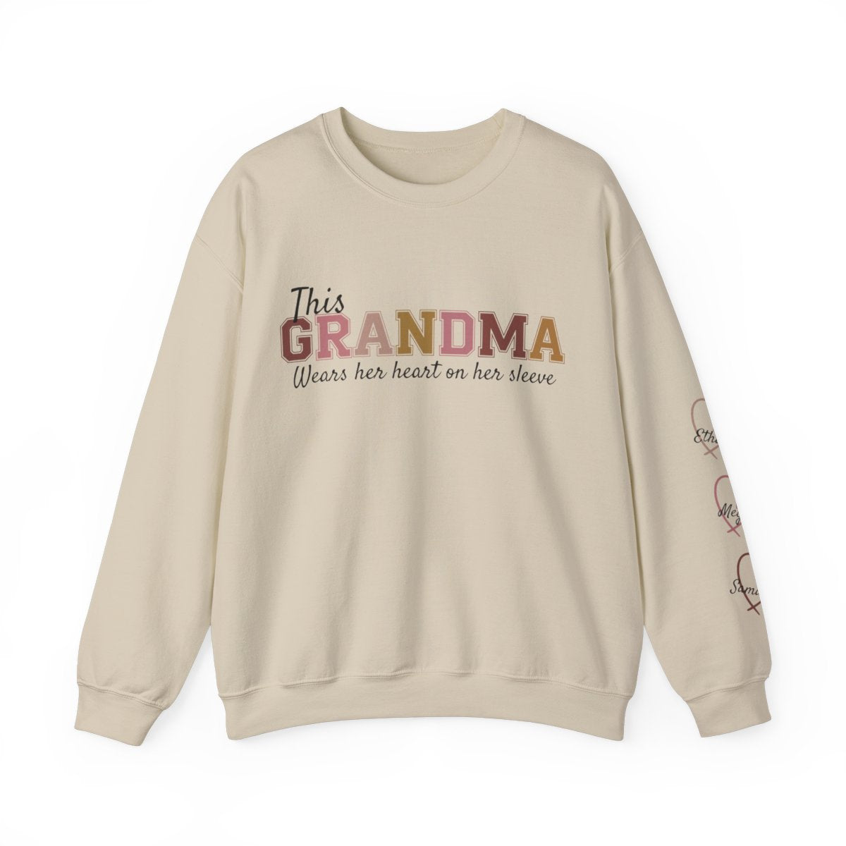 This Grandma Wears Her Heart on Her Sleeve β Personalized Sweatshirt
