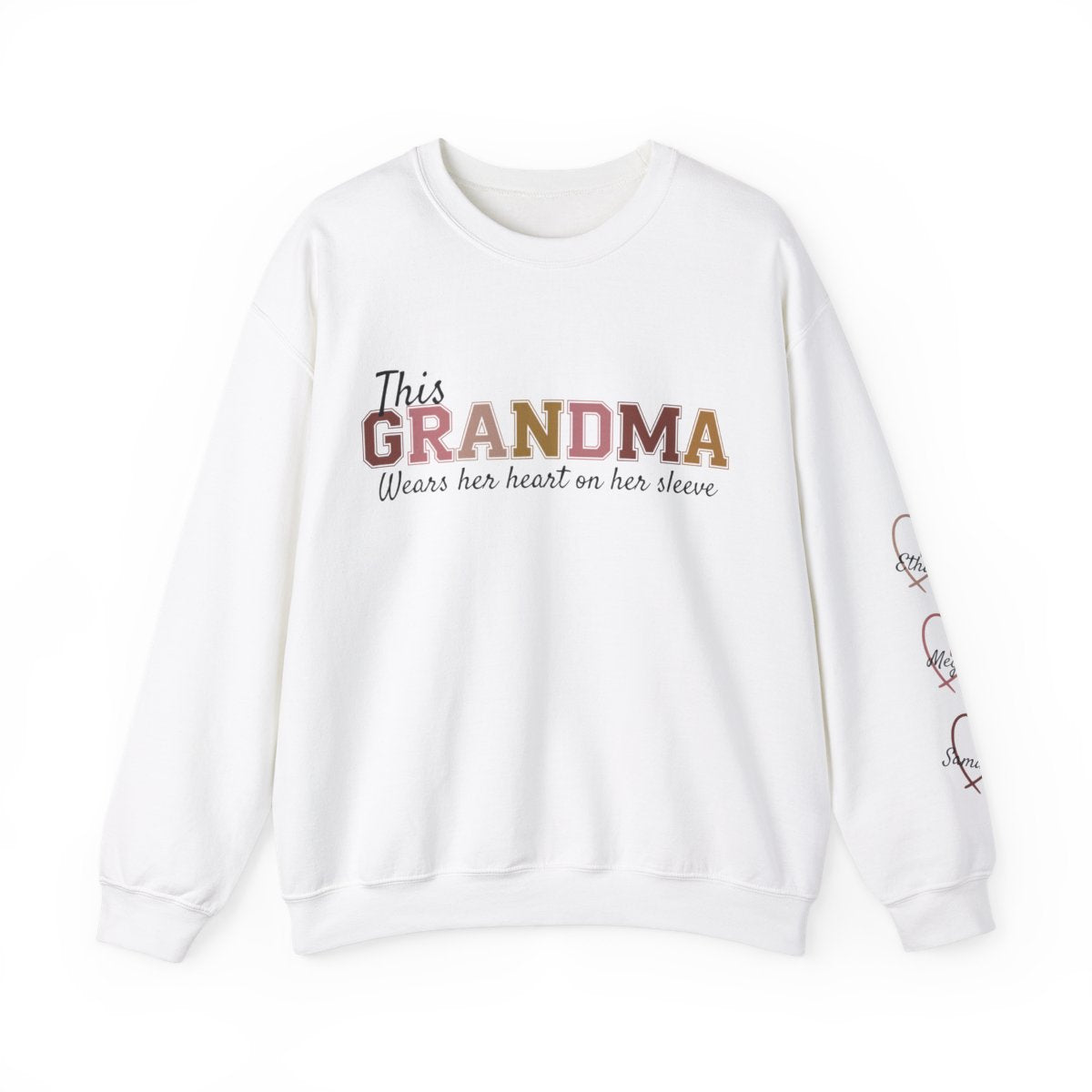 This Grandma Wears Her Heart on Her Sleeve β Personalized Sweatshirt