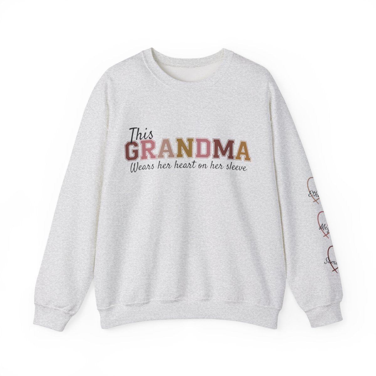 This Grandma Wears Her Heart on Her Sleeve β Personalized Sweatshirt