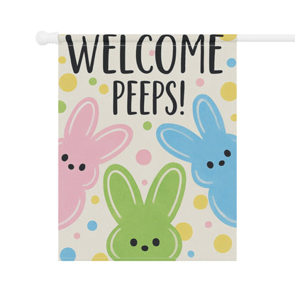 Welcome Peeps Easter Garden Banner Pastel Spring Decor