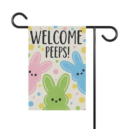 Welcome Peeps Easter Garden Banner Pastel Spring Decor