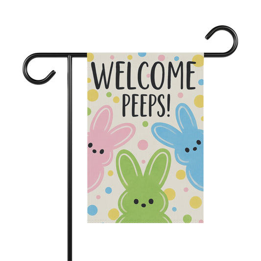 Welcome Peeps Easter Garden Banner Pastel Spring Decor