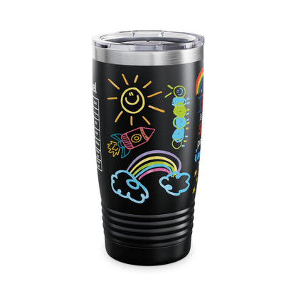 Caffeinated & Classroom-Ready – Colorful Teacher Tumbler Gift | 20oz Back-to-School Cup for Educators, Mentors & Staff