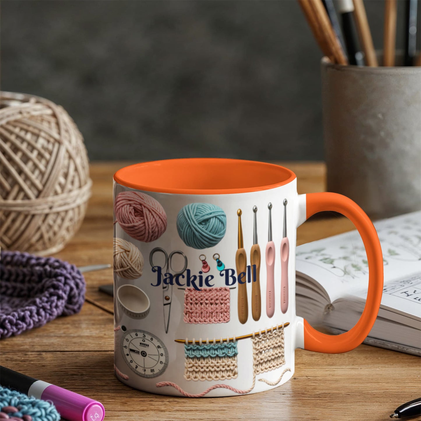 Personalized Crochet Tools Mug For Yarn Lovers