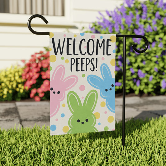Welcome Peeps Easter Garden Banner Pastel Spring Decor