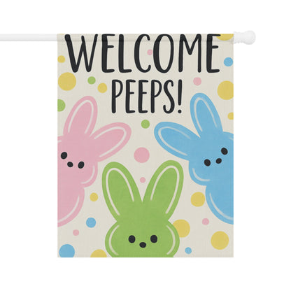 Welcome Peeps Easter Garden Banner Pastel Spring Decor