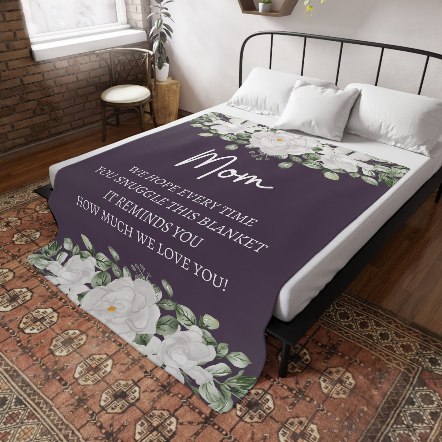 We Love You Mom Cozy Floral Blanket