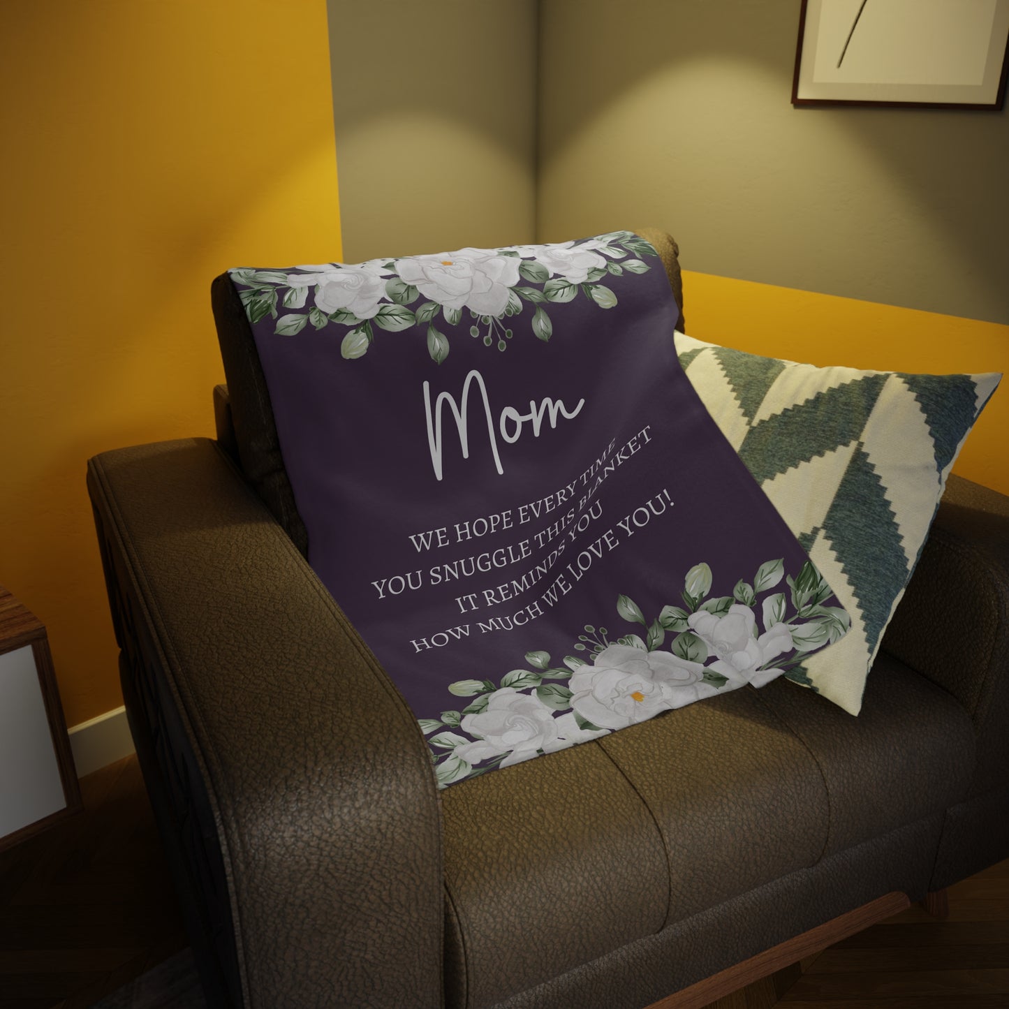 We Love You Mom Cozy Floral Blanket