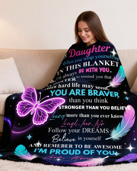 To My Daughter Butterfly Fleece Blanket From Mom – A Gift She’ll Treasure Forever