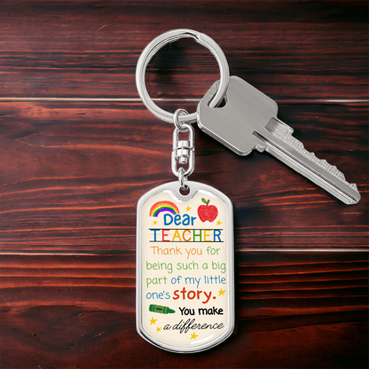 “Dear Teacher” Rainbow Crayon-Inspired Keychain — Personalized Gift from a Loving Parent