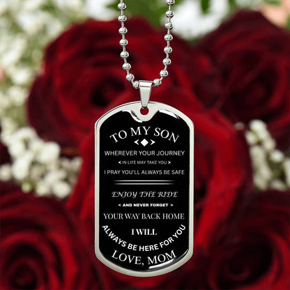 To My Son Military Necklace Always Here Gift