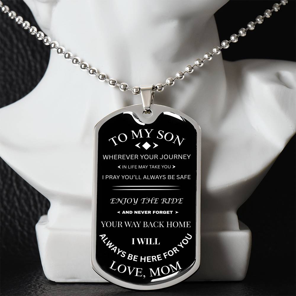To My Son Military Necklace Always Here Gift