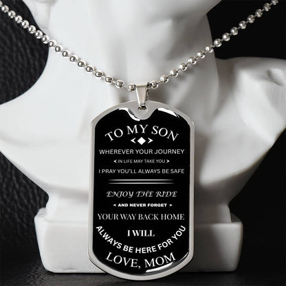 To My Son Military Necklace Always Here Gift
